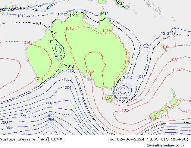 Luchtdruk (Grond) ECMWF zo 02.06.2024 18 UTC