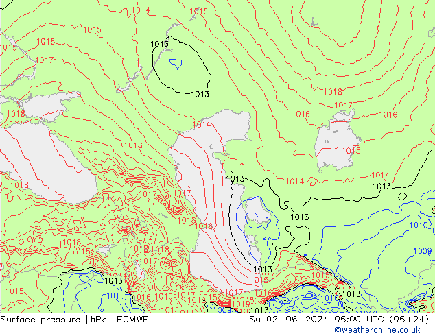 приземное давление ECMWF Вс 02.06.2024 06 UTC