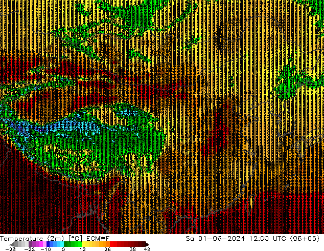 Temperatura (2m) ECMWF sab 01.06.2024 12 UTC