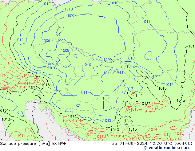 Atmosférický tlak ECMWF So 01.06.2024 12 UTC