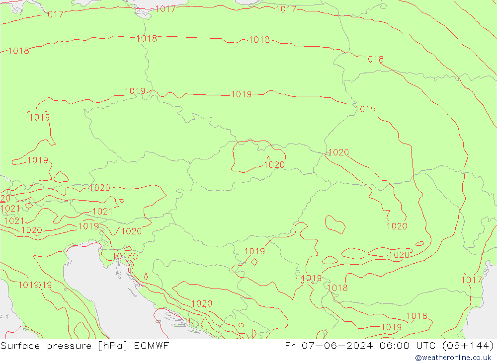 Luchtdruk (Grond) ECMWF vr 07.06.2024 06 UTC