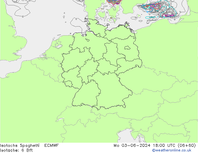 Isotachen Spaghetti ECMWF Mo 03.06.2024 18 UTC