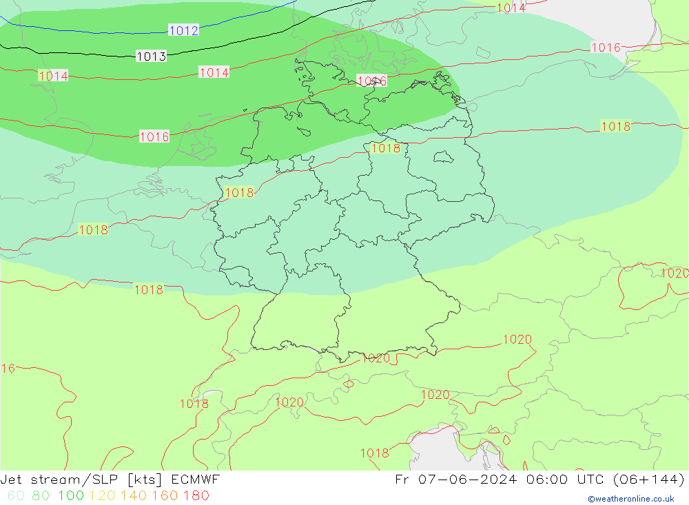 джет/приземное давление ECMWF пт 07.06.2024 06 UTC