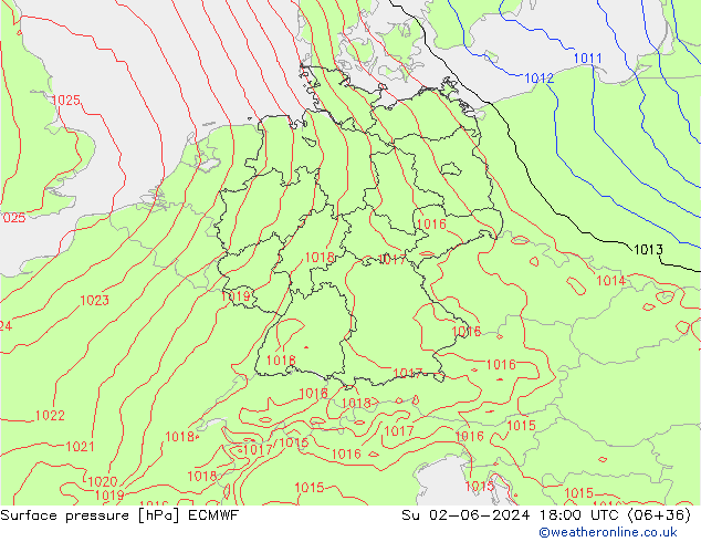 ciśnienie ECMWF nie. 02.06.2024 18 UTC