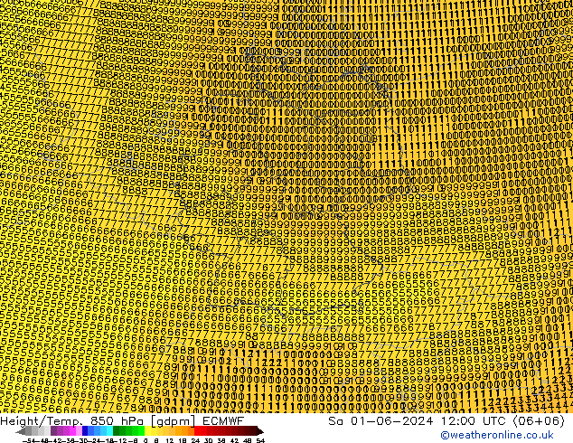 Height/Temp. 850 hPa ECMWF Sa 01.06.2024 12 UTC