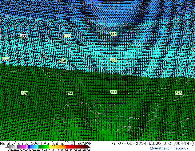 Yükseklik/Sıc. 500 hPa ECMWF Cu 07.06.2024 06 UTC