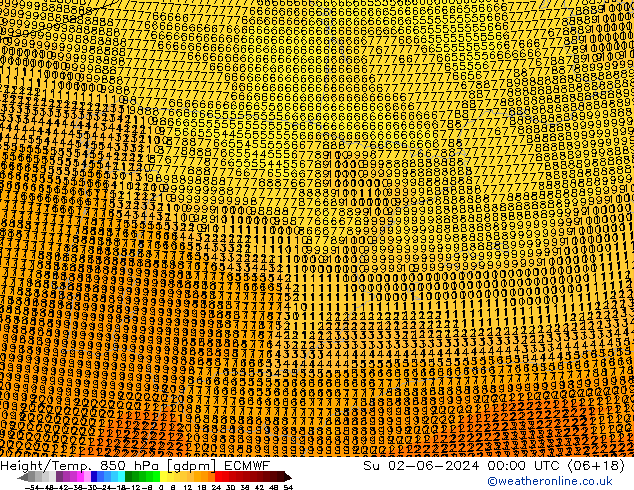 Height/Temp. 850 hPa ECMWF dom 02.06.2024 00 UTC