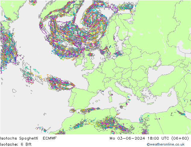 Izotacha Spaghetti ECMWF pon. 03.06.2024 18 UTC