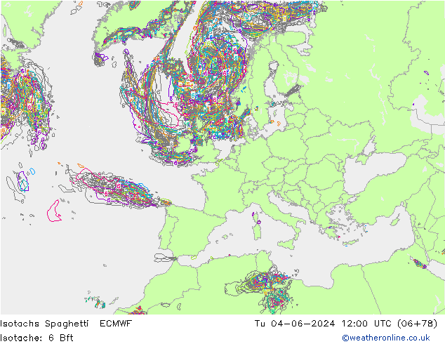 Isotachs Spaghetti ECMWF  04.06.2024 12 UTC