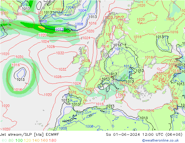 Corriente en chorro ECMWF sáb 01.06.2024 12 UTC