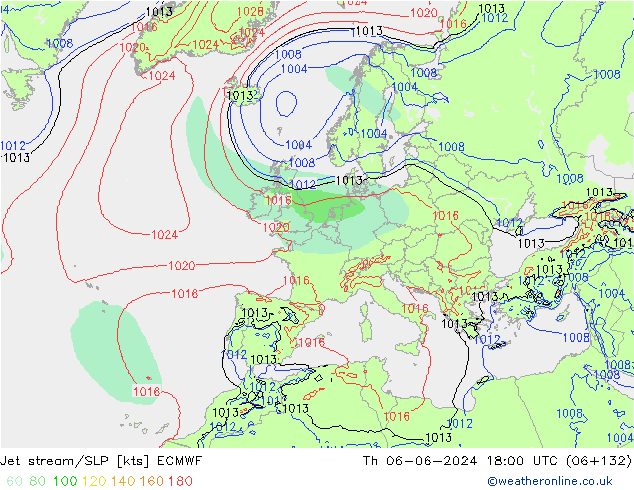 Jet Akımları/SLP ECMWF Per 06.06.2024 18 UTC