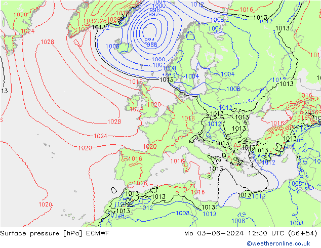 ciśnienie ECMWF pon. 03.06.2024 12 UTC