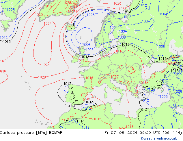 Bodendruck ECMWF Fr 07.06.2024 06 UTC