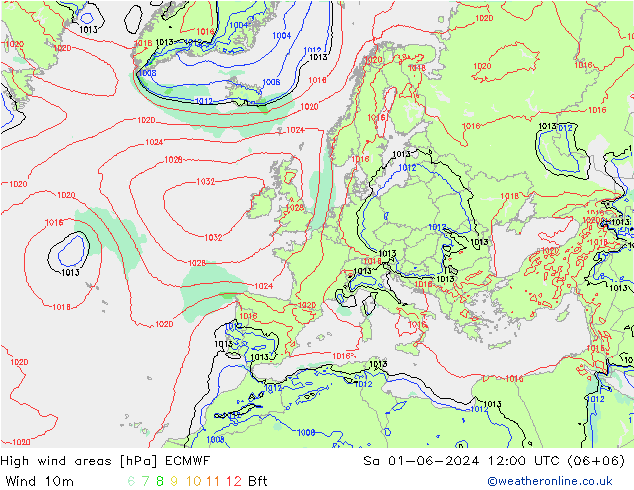 High wind areas ECMWF sam 01.06.2024 12 UTC
