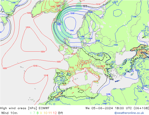 Windvelden ECMWF wo 05.06.2024 18 UTC