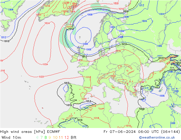 yüksek rüzgarlı alanlar ECMWF Cu 07.06.2024 06 UTC