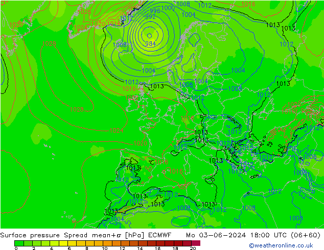 ciśnienie Spread ECMWF pon. 03.06.2024 18 UTC