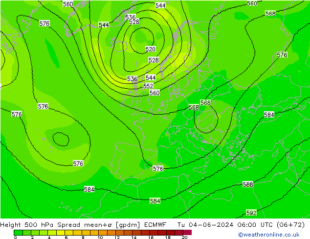 Height 500 hPa Spread ECMWF  04.06.2024 06 UTC