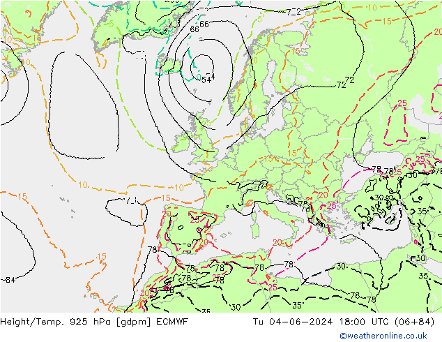 Height/Temp. 925 hPa ECMWF  04.06.2024 18 UTC