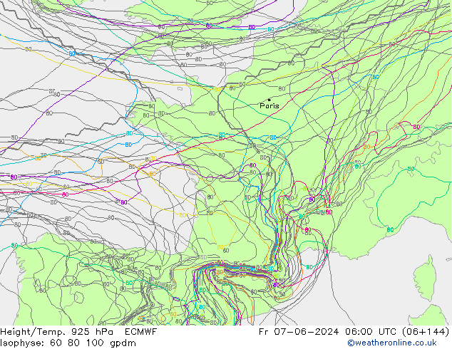 Height/Temp. 925 hPa ECMWF Fr 07.06.2024 06 UTC