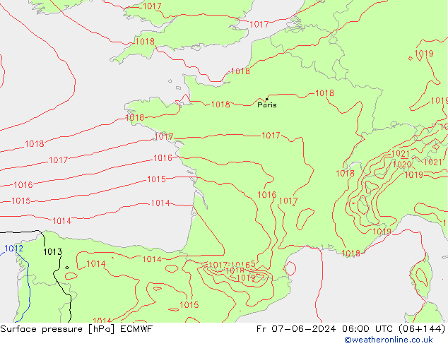 приземное давление ECMWF пт 07.06.2024 06 UTC