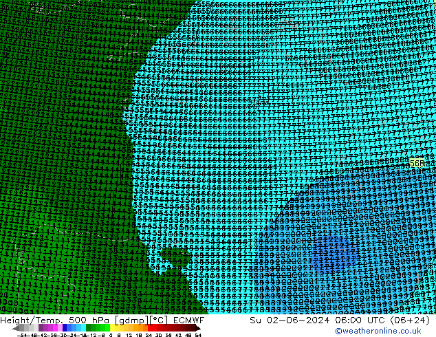 Height/Temp. 500 hPa ECMWF Su 02.06.2024 06 UTC