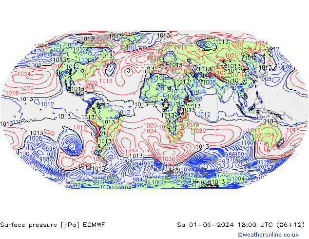 Surface pressure ECMWF Sa 01.06.2024 18 UTC