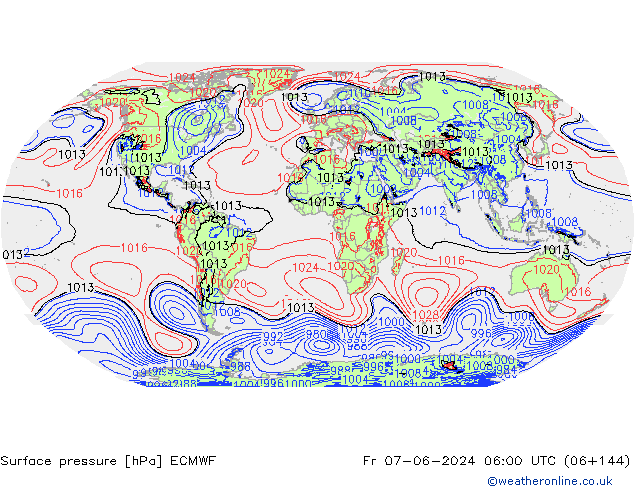 приземное давление ECMWF пт 07.06.2024 06 UTC