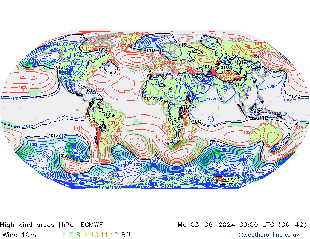 High wind areas ECMWF lun 03.06.2024 00 UTC