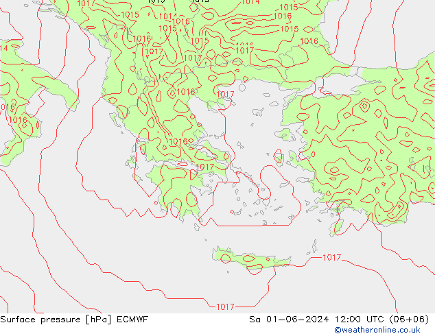 Surface pressure ECMWF Sa 01.06.2024 12 UTC