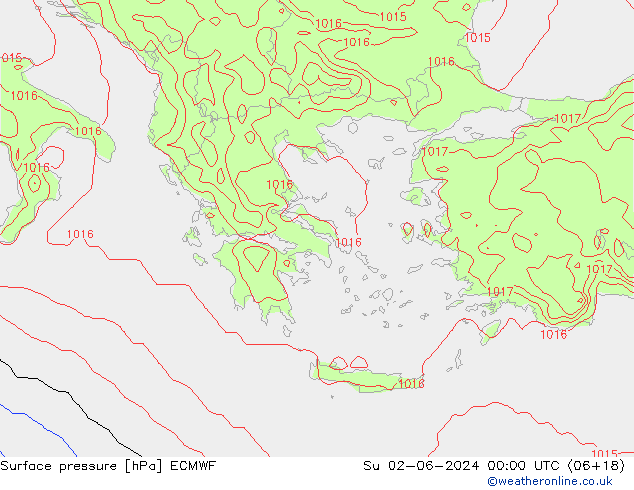 приземное давление ECMWF Вс 02.06.2024 00 UTC