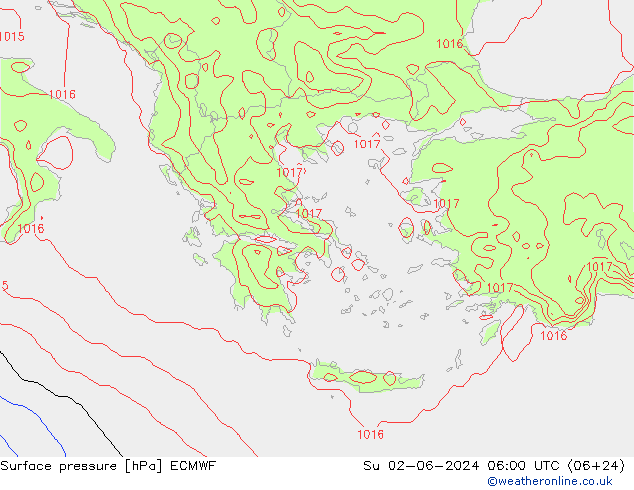 pression de l'air ECMWF dim 02.06.2024 06 UTC