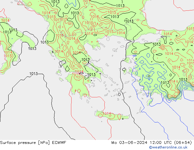 Surface pressure ECMWF Mo 03.06.2024 12 UTC