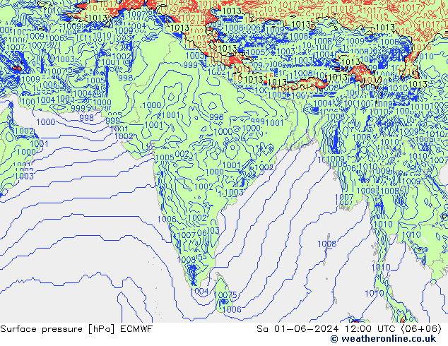 Bodendruck ECMWF Sa 01.06.2024 12 UTC