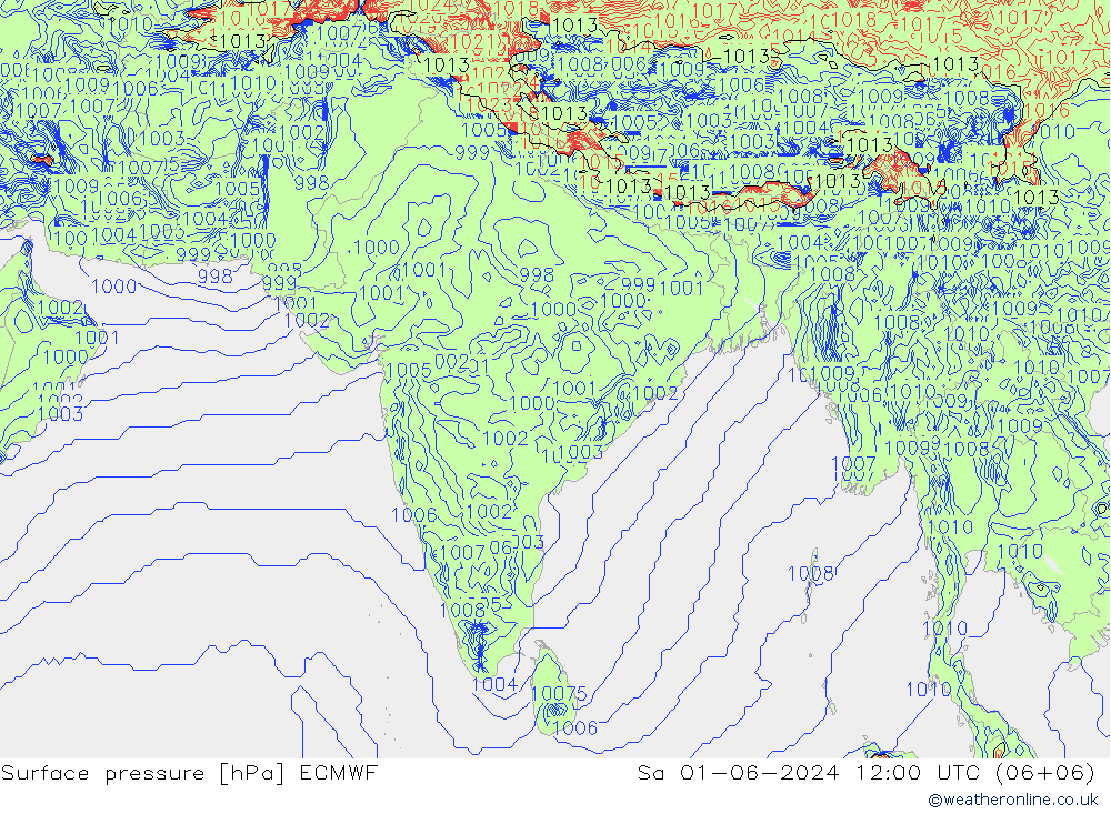 Surface pressure ECMWF Sa 01.06.2024 12 UTC