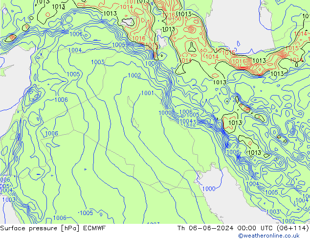 Surface pressure ECMWF Th 06.06.2024 00 UTC