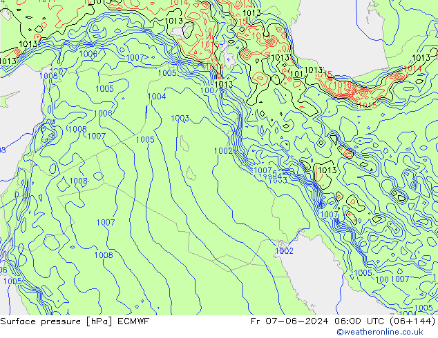Atmosférický tlak ECMWF Pá 07.06.2024 06 UTC