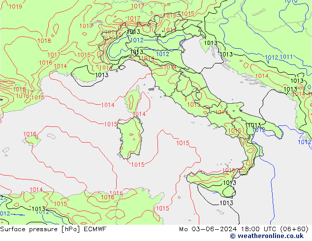 приземное давление ECMWF пн 03.06.2024 18 UTC