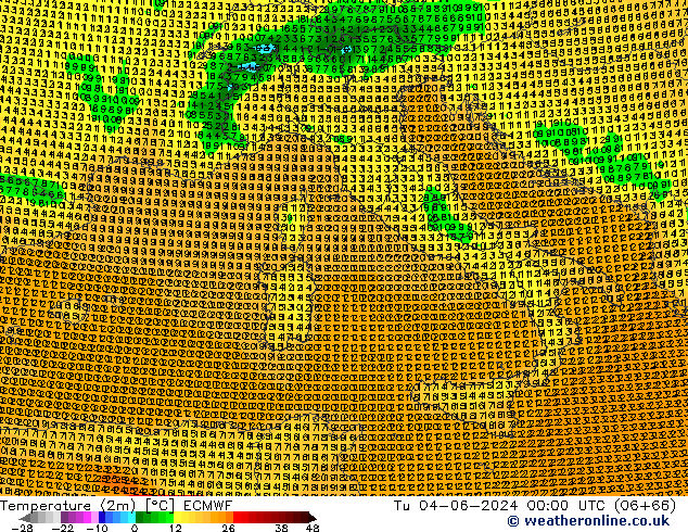 Temperatura (2m) ECMWF mar 04.06.2024 00 UTC