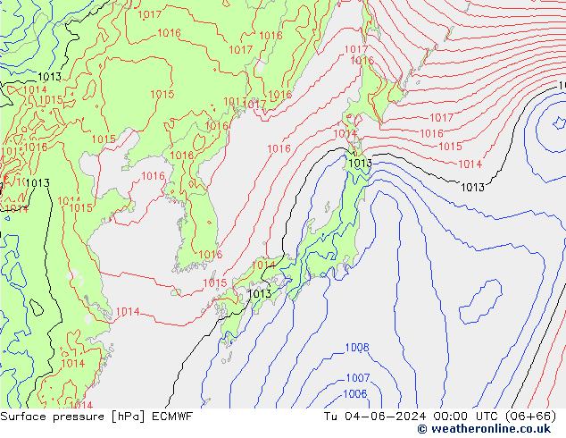 Atmosférický tlak ECMWF Út 04.06.2024 00 UTC