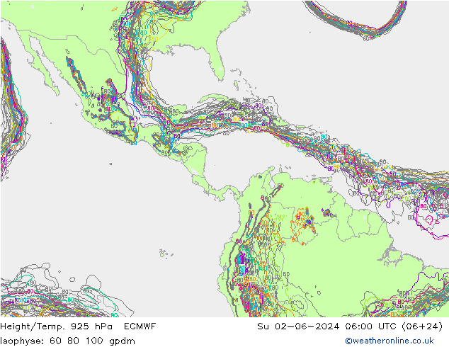 Height/Temp. 925 hPa ECMWF Su 02.06.2024 06 UTC
