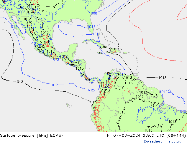 pressão do solo ECMWF Sex 07.06.2024 06 UTC