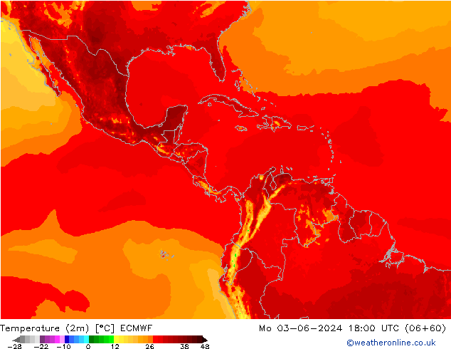 карта температуры ECMWF пн 03.06.2024 18 UTC