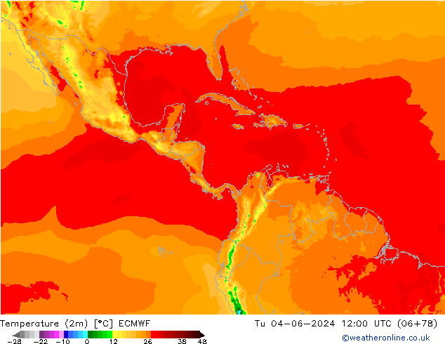 Sıcaklık Haritası (2m) ECMWF Sa 04.06.2024 12 UTC