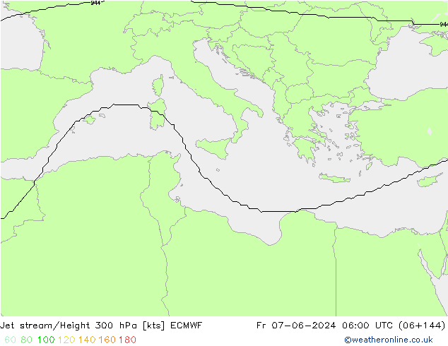 Jet stream/Height 300 hPa ECMWF Fr 07.06.2024 06 UTC