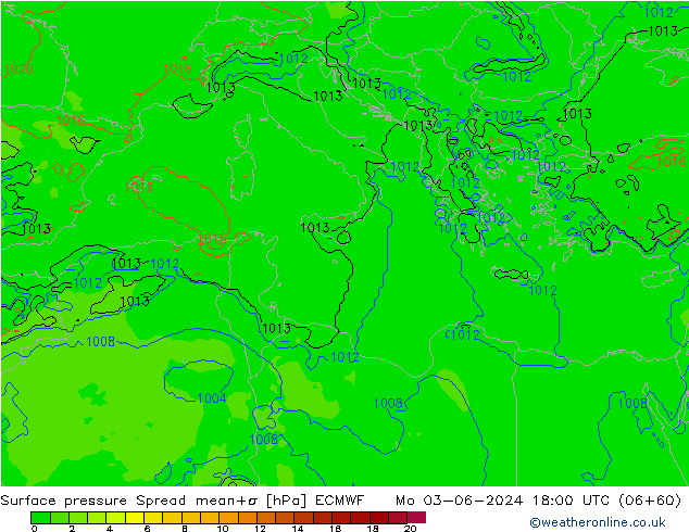 Yer basıncı Spread ECMWF Pzt 03.06.2024 18 UTC