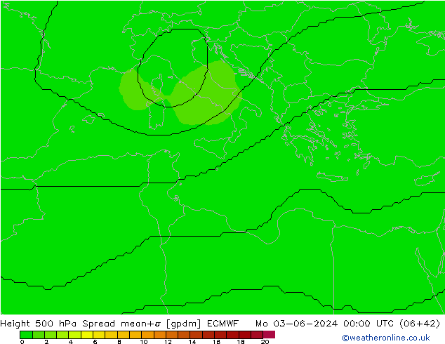 Hoogte 500 hPa Spread ECMWF ma 03.06.2024 00 UTC