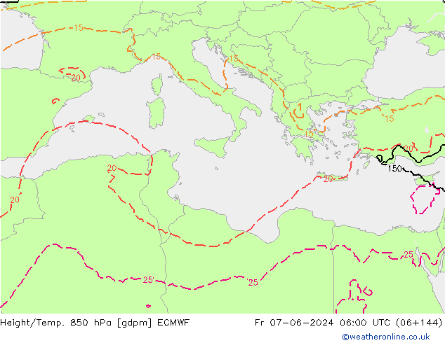 Height/Temp. 850 hPa ECMWF  07.06.2024 06 UTC