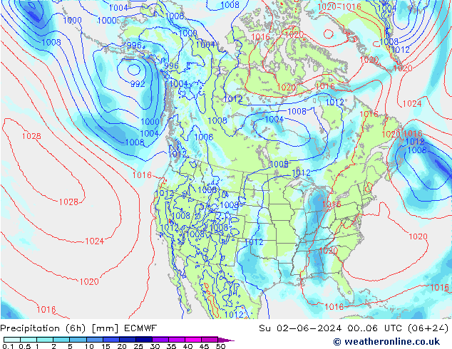 Nied. akkumuliert (6Std) ECMWF So 02.06.2024 06 UTC