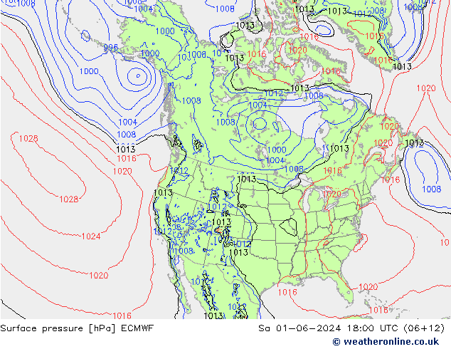 ciśnienie ECMWF so. 01.06.2024 18 UTC